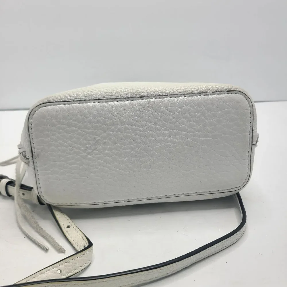 Rebecca Minkoff White Pebbled Leather Unlined Small Whipstitch Tote Bag Purse‎